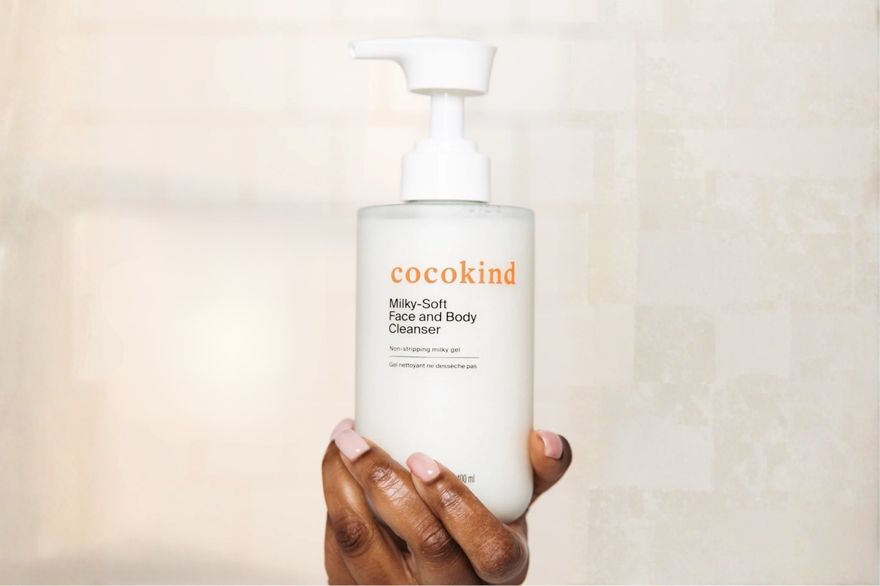 Cocokind face wash and body cleanser bottle designed for sensitive skin care routines
